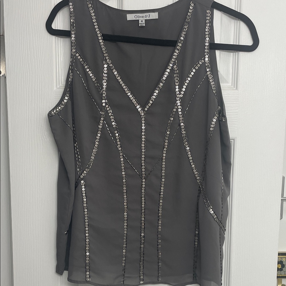 Gray Sequin Women's Top